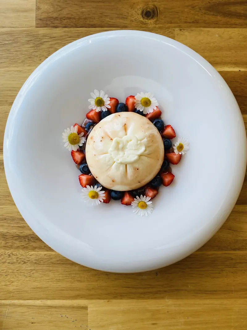 Burrata, strawberry, blueberry, chamomile honey