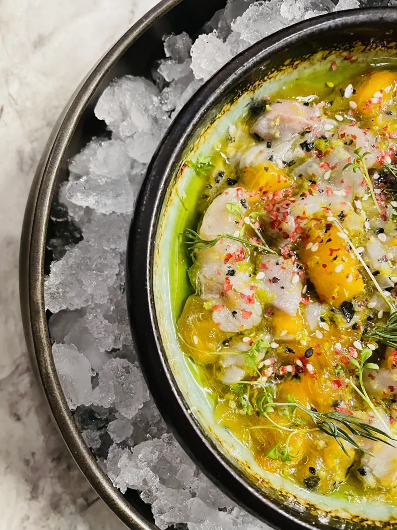 Citrus-marinated sea bass